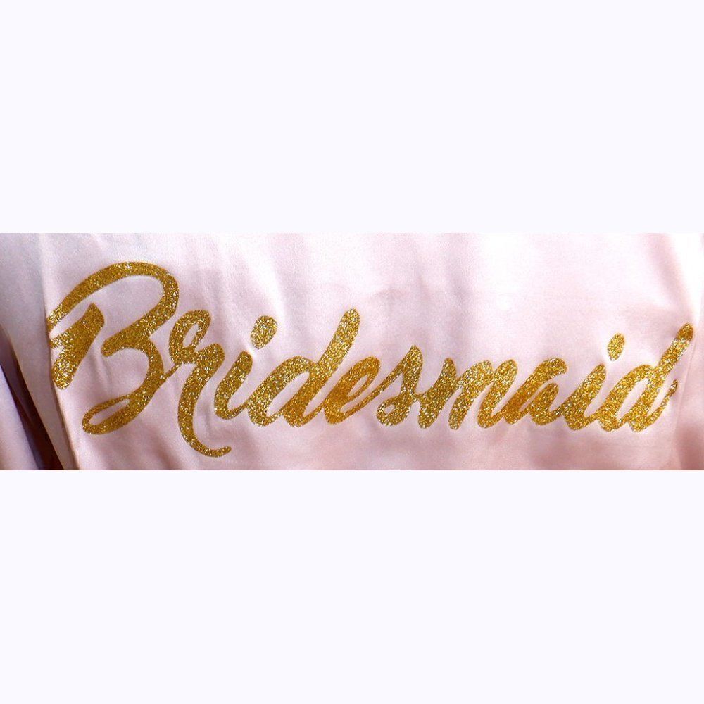 Bridesmaid pink silky lacy short bathrobe